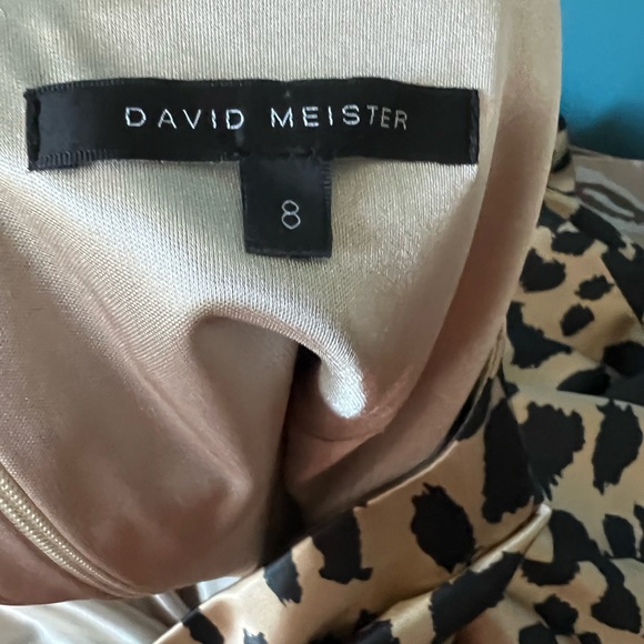 David Meister One-shoulder Leopard Print Cocktail Dress Size 8 - Picture 3 of 6